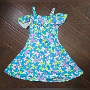 Extremely Me Girls Blue Butterfly Butter Soft Stretchy Dress Size 14
